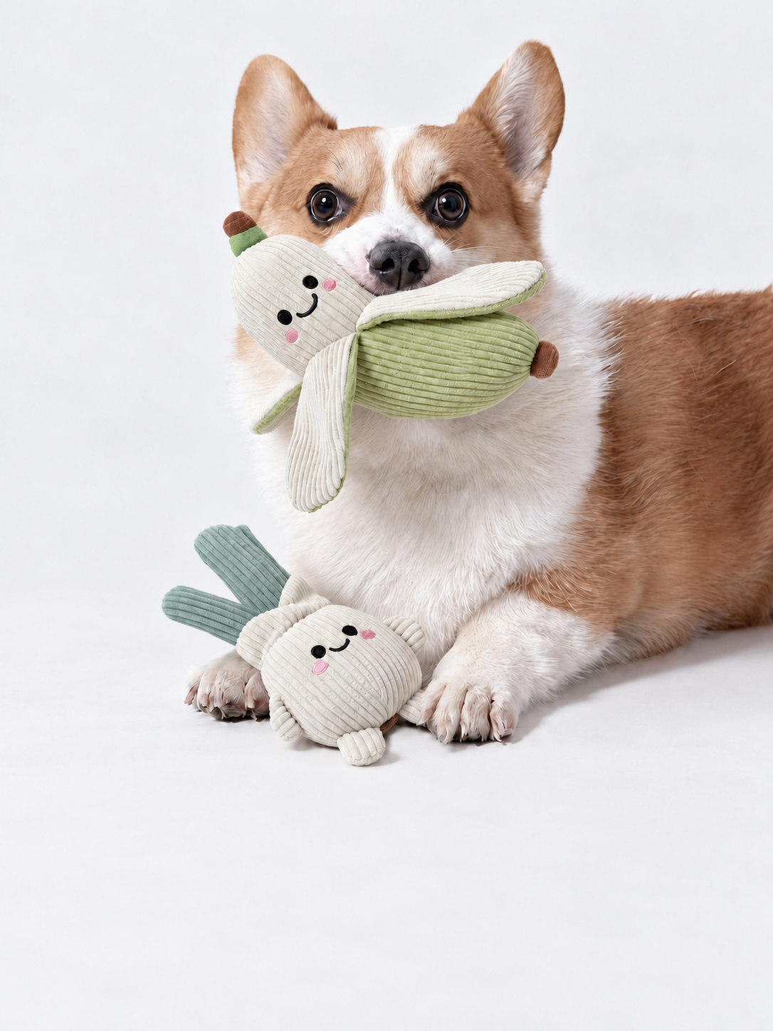 Garden Crunch Duo Interactive Squeaky Dog Toys – Crinkle Vegetable Plush Set